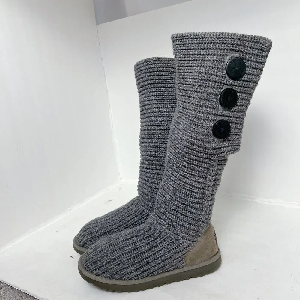 UGG Classic Cardy Knit Boot Grey Convertible Boot Women's Size 7